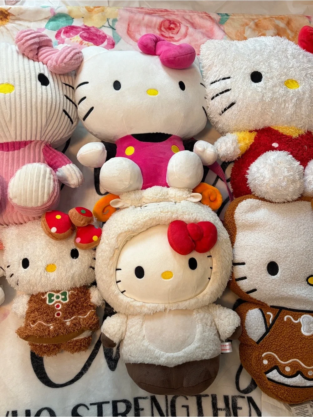 Hello Kitty White and Pink Corduroy Plush with Bow
